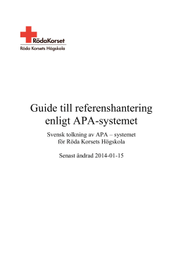 Guide till referenshantering enligt APA-systemet