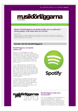 Nr 7 - Musikförläggarna och Spotify instiftar... 228 KB pdf