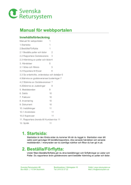 Manual orderwebb - Svenska Retursystem