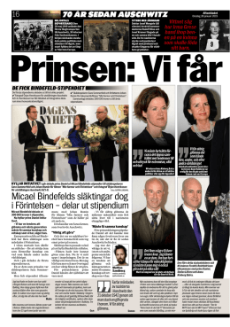 aftonbladet 2015-01-28 - Micael Bindefelds Stiftelse till minne av