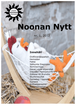 Noonan Nytt - Svenska Noonanföreningen