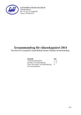 Årssammandrag 2014 - Ljungskile Segelsällskap