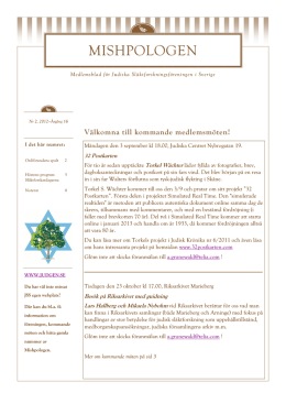 Mishpologen 2012/2 - Judiska Släktforskningsföreningen i Sverige