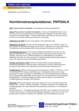 Hornhinnetransplantationer, PKP/DALK