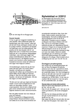 Nyhetsblad nr 2/2012 - BRF Hammarby Strand