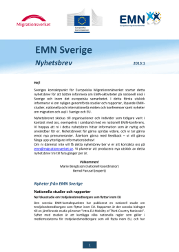 EMN Sverige Nyhetsbrev 2013:1