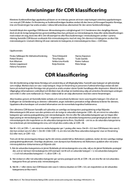 Anvisningar för CDR klassificering CDR klassificering