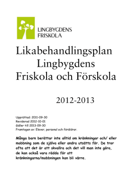 Likabehandlingsplan 2012 - 2013 (PDF för utskrift)