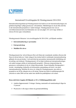 Internationell Utvecklingsplan för Nösnäsgymnasiet 2014-2016