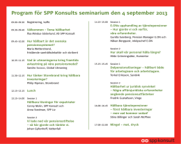 Program för SPP Konsults seminarium den 4 september 2013