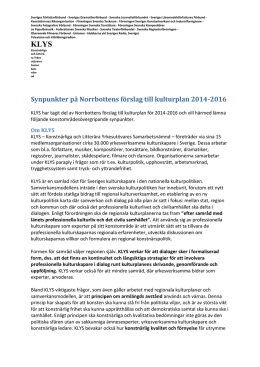 KLYS remissvar på Norrbottens kulturplan 2014