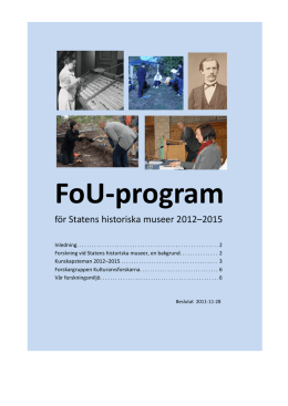 FoU-program för Statens historiska museer 2012-2015