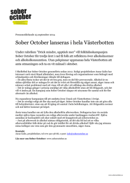 Sober October lanseras i hela Västerbotten