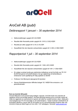 AroCell Q3 2014 Delårsrapport