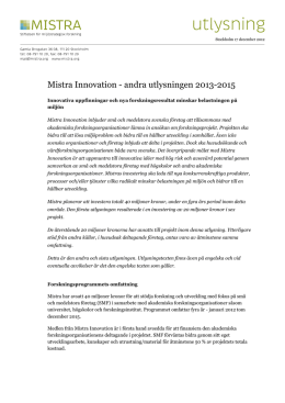 Mistra Innovation - andra utlysningen 2013-2015