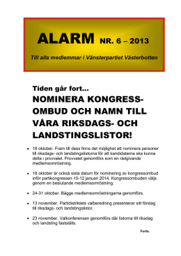 Alarm nr. 6 - Vänsterpartiet Västerbotten