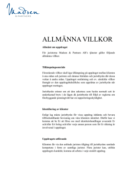 ALLMÄNNA VILLKOR - Madsen & Partners