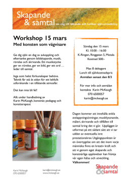 Workshop; Med konsten som vägvisare den 15 mars 10:00