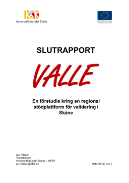 SLUTRAPPORT - Validering Väst