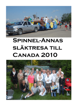 Spinnel-Annas släktresa till Canada 2010