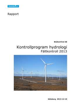 Rapport kontrollprogram hydrologi 2013