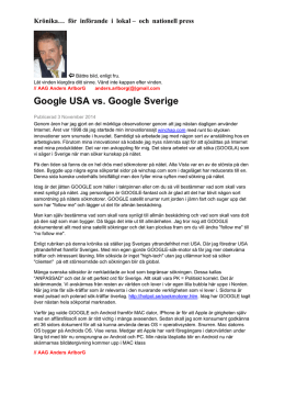 Google USA vs. Google Sverige