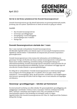 April 2013 - Svenskt Geoenergicentrum