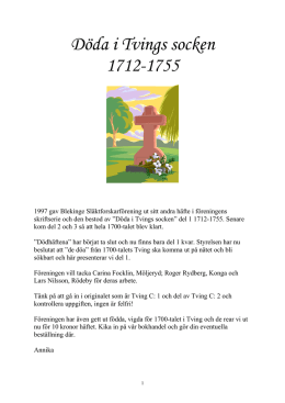 D&ouml;da i Tvings socken 1712-1755 - Blekinge sl&auml;ktforskarf&ouml;rening
