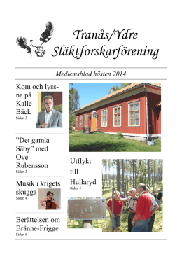 Medlemsblad hösten 2014 - Tranås Ydre Släktforskarförening