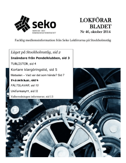 46, oktober 2014 - SEKO lokförarna stockholmståg