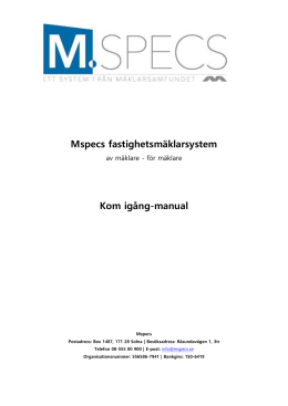 Mspecs kom igång manual Ver 3