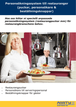 Persons&ouml;kningssystem till restauranger (puckar