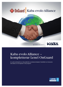 Kaba evolo Alliance – kompletterar Lenel OnGuard