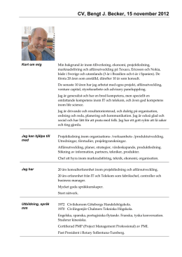 CV, Bengt J. Becker, 15 november 2012