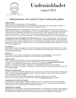 Unden&auml;sbladet aug 2012