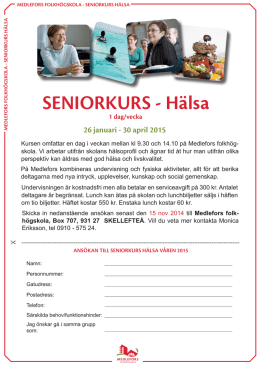 SENIORKURS - Hälsa - Medlefors folkhögskola