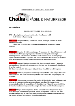 Page 1 HÖSTFÅGELSKÅDARRESA TILL BULGARIEN www.chaika
