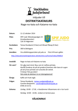 DISTRIKTSKATAKURS - Stockholms Judoförbund