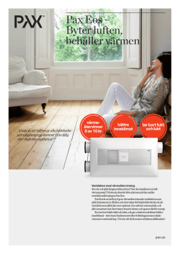 Pax Eos kampanjblad - Ventilation med Värmeåtervinning