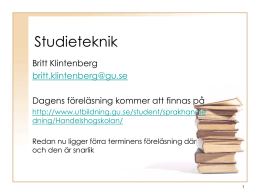 Studieteknik - Utbildning, Göteborgs universitet