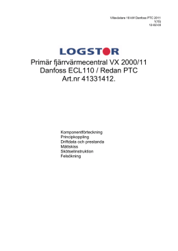 Primär fjärrvärmecentral VX 2000/11 Danfoss ECL110 / Redan PTC
