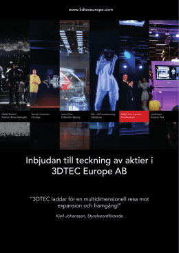Inbjudan till teckning av aktier i 3DTEC Europe AB