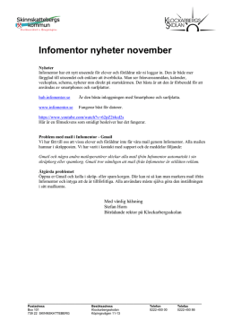 Nyheter i Infomentor - november 2013