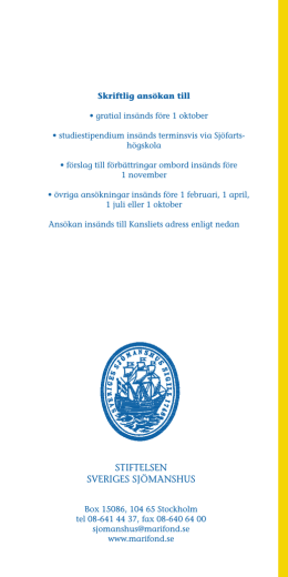 Belöning 2005 - Stiftelsen Sveriges Sjömanshus