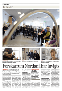 Norran (pdf), vid invigning av Forskarrum Nordanå