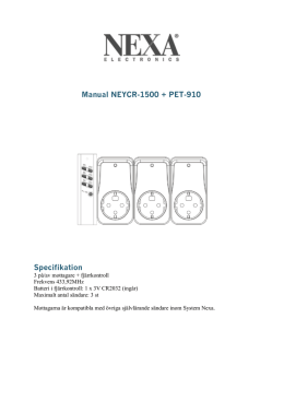 Specifikation Manual NEYCR-1500 + PET-910