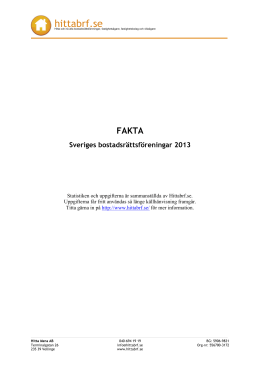Fakta om Sveriges bostadsrättsföreningar 2013