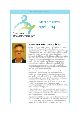 Medlemsbrev April 2014 - Svenska Downföreningen