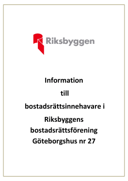 Information till bostadsrättsinnehavare i Riksbyggens