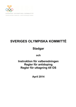 Regler för uttagning till OS - Sveriges Olympiska Kommitté